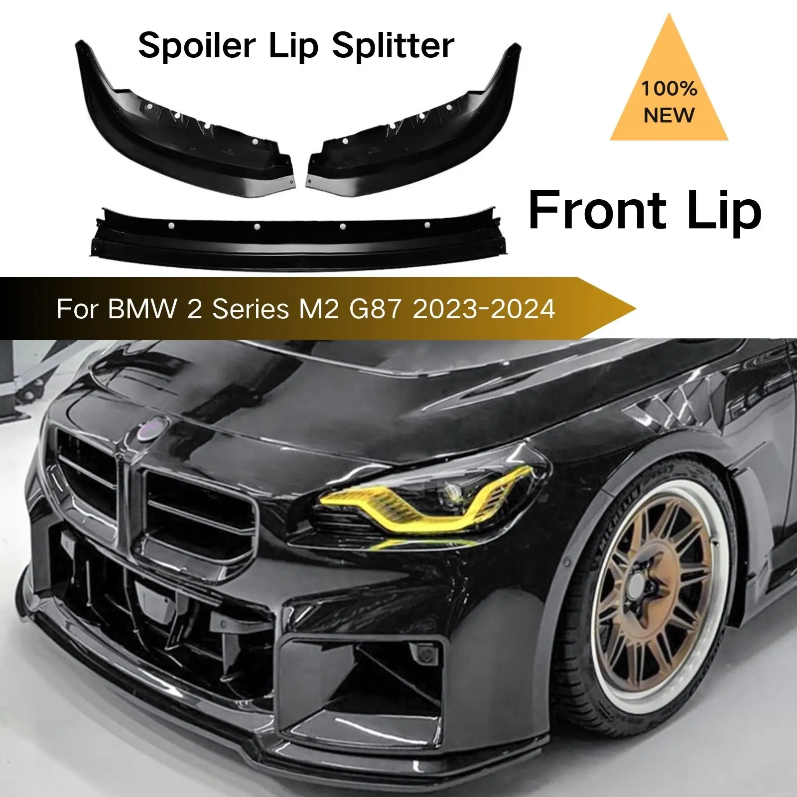 BMW 2 시리즈 M2 G87 2023-2024 글로스 블랙 프론트 범퍼 스포일러 립 스플리터, 자동차 액세서리, 탄소 섬유 룩 디퓨저