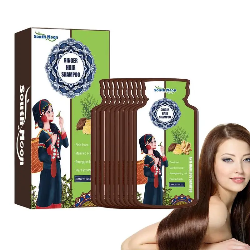 

Ginger Shampoo 10PCS 2024 Ginger Plant Extract Anti Hair Loss Hair Shampoo Deep Cleansing Nourishing Shampoo Smooth Hair Care