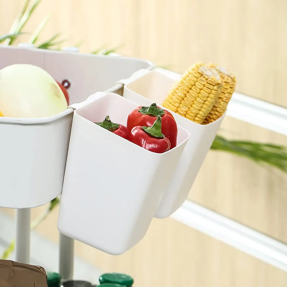 Description Picture 5 of itemHousehold Back Hanging Plastic Storage Basket Kitchen Bathroom Mini Organizers Small Things Portable Storage Box Container