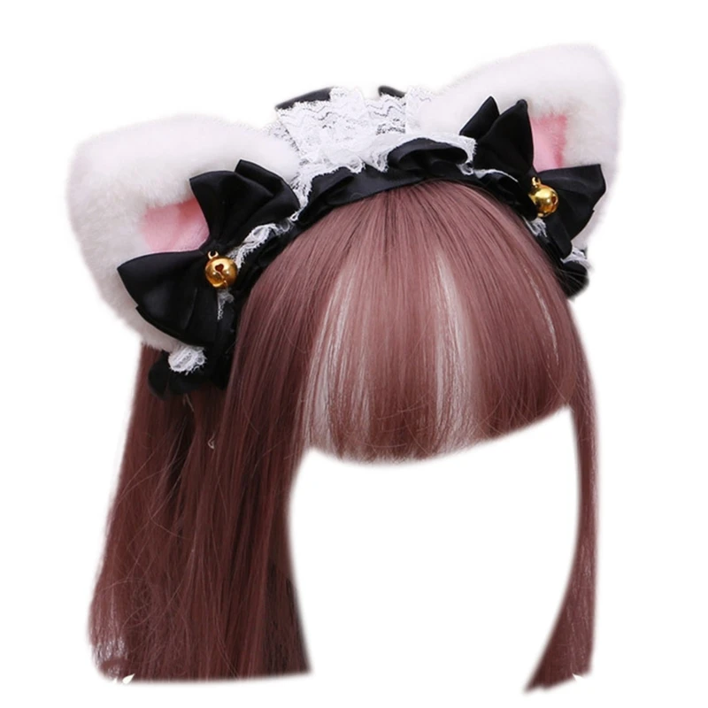 Orejas De Gato Blancas Sheicon Orejas De Gato Con Campanilla Peluda Neko Orejas Diadema Clip Collar Antiparasitario