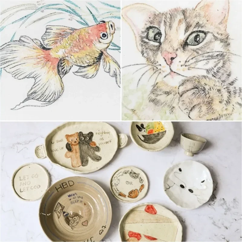 Pottery Underglaze Color Pencil 12 Colors Optional Oil-based Colouring Glaze Powder Pen DIY Ceramic Painting Coloring Tools