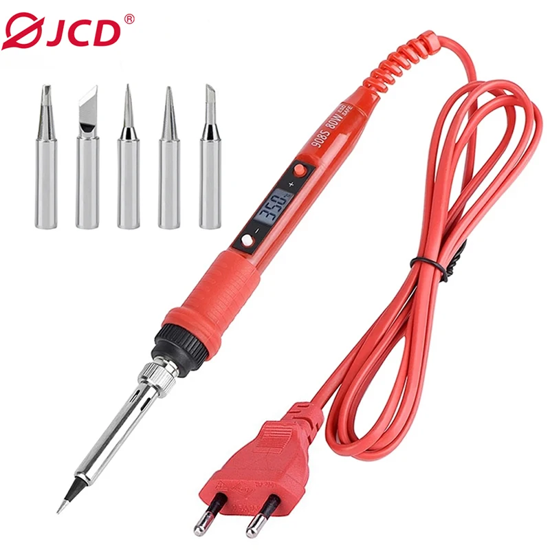 

JCD 908S 80W Soldering iron kit Adjustable temperature LCD display 220V/110V Soldering iron head Welding repair tool