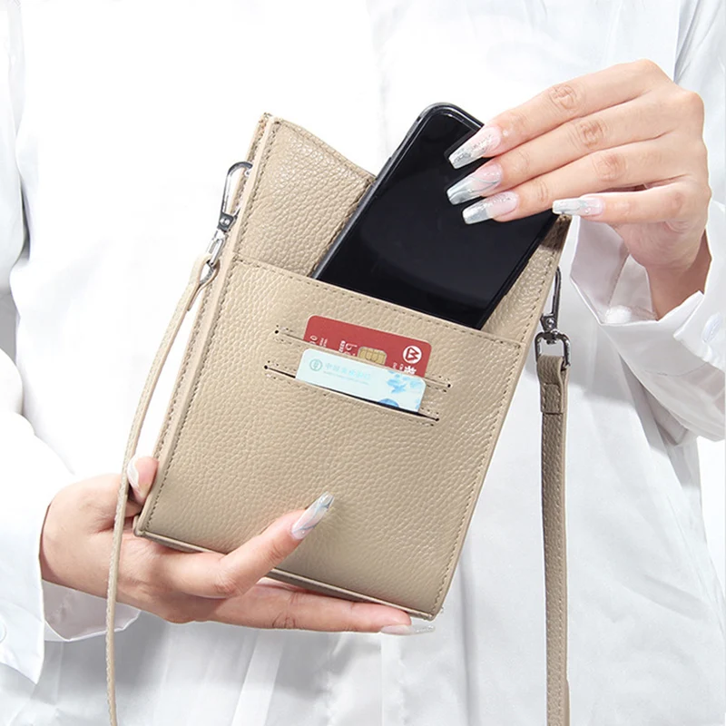 Small Genuine Leather Crossbody Purses for Women Shoulder Bag Cellphone Pocket Classic Satchel Handbags with Adjustable Strap