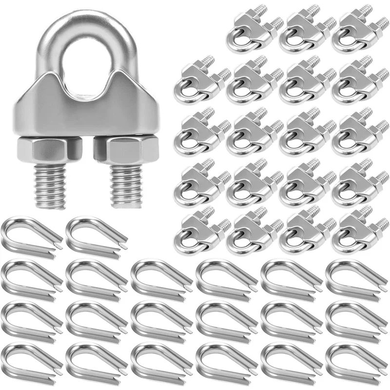 AB13-M5 와이어 로프 티블 20Pcs 스테인레스 스틸 와이어 로프 클램프 케이블 클램프 U 볼트 안장 패스너