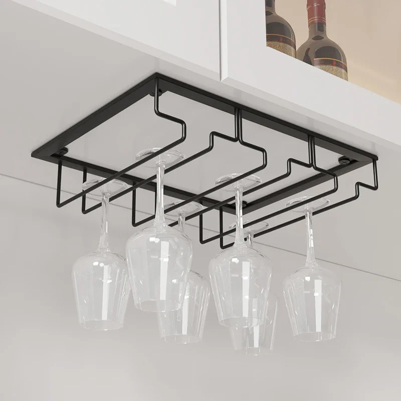 Iron Wall Mount Wine Glass Hanging Holder Storage Organizer Rack