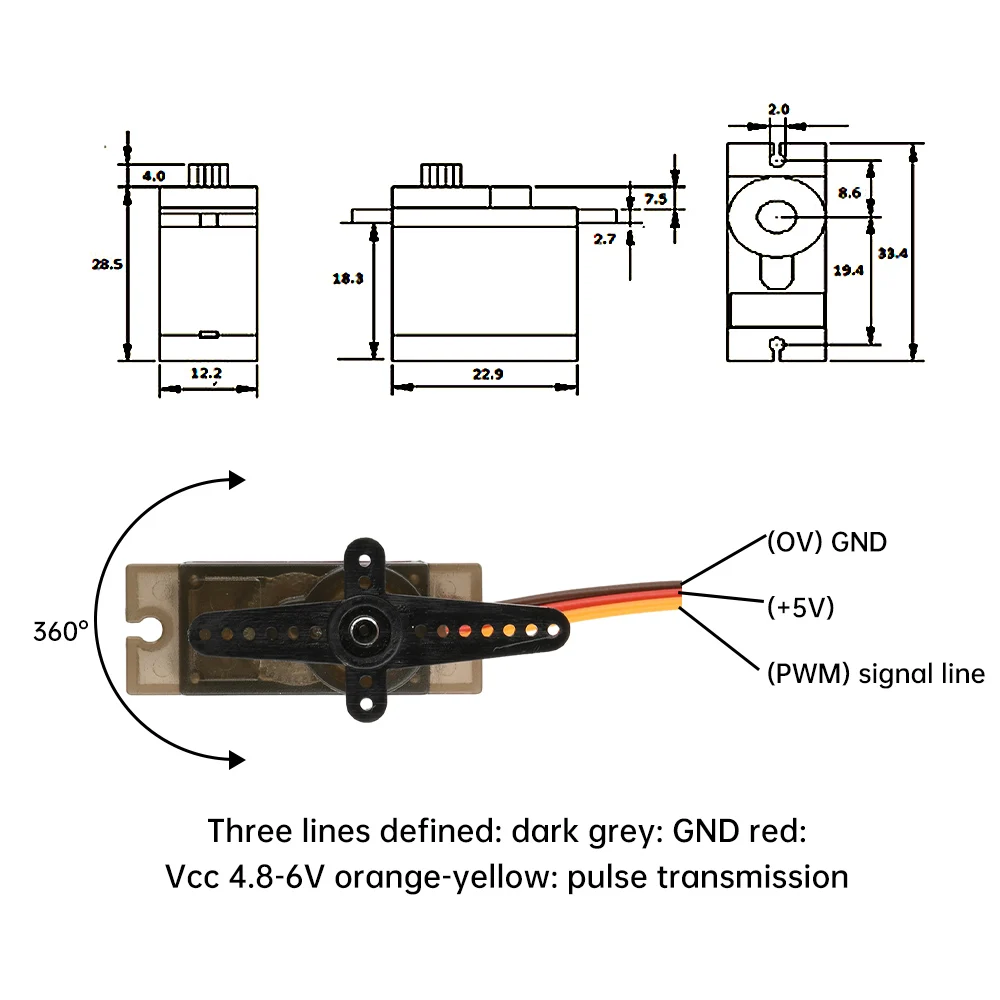 Servo Moteur MG90S 12g Analogique à côté d'une règle pour échelle