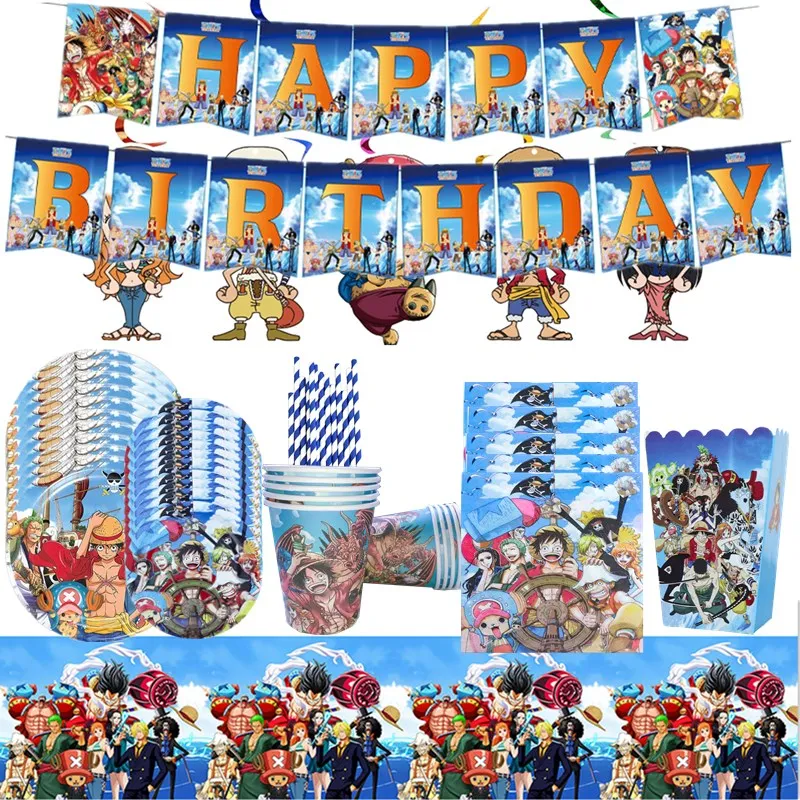 

ONE PIECE Anime Kid's Party Supplies Luffy ZORO Tableware Paper Cup Napkin Banner Baby Shower Birthday Party Decorations Balloon