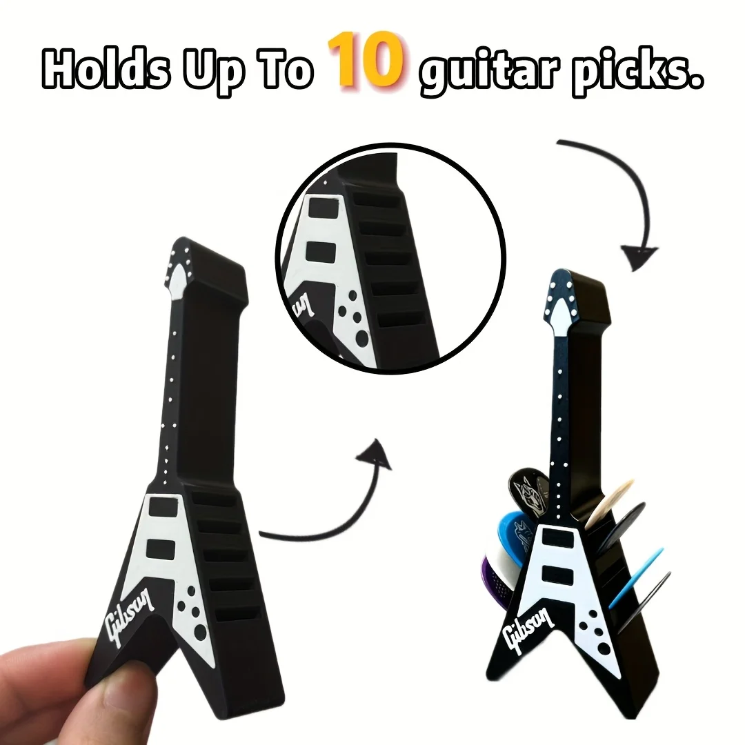 Black 10-Slot Guitar Pick Holder - Stylish and Practical Pick Storage Solution, Ideal Gift