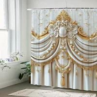 Exquisite Flower Pattern Shower Curtain | Waterproof & Machine Washable, Ideal for Home, Hotel, and Room Decor, One-Piece 1