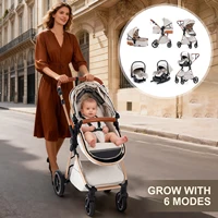 3 en 1 bébé poussette multi-fonctionnelle haute paysage chariot peut s'asseoir inclinable lumière pliant poussettes bébé poussette landau 2