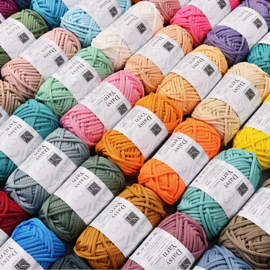 38m/100g 4mm Round Stranded Yarn Hollow Rope Pearl Cotton Yarn,Handmade DIY Material Rope Polyester Dyed Crochet Thread 40 Yards 5