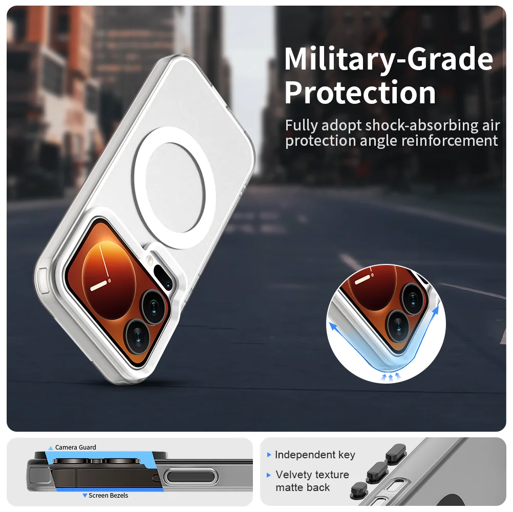 Transparent Frosted Matte Magnetic Wireless Charging Case with MagSafe Compatibility