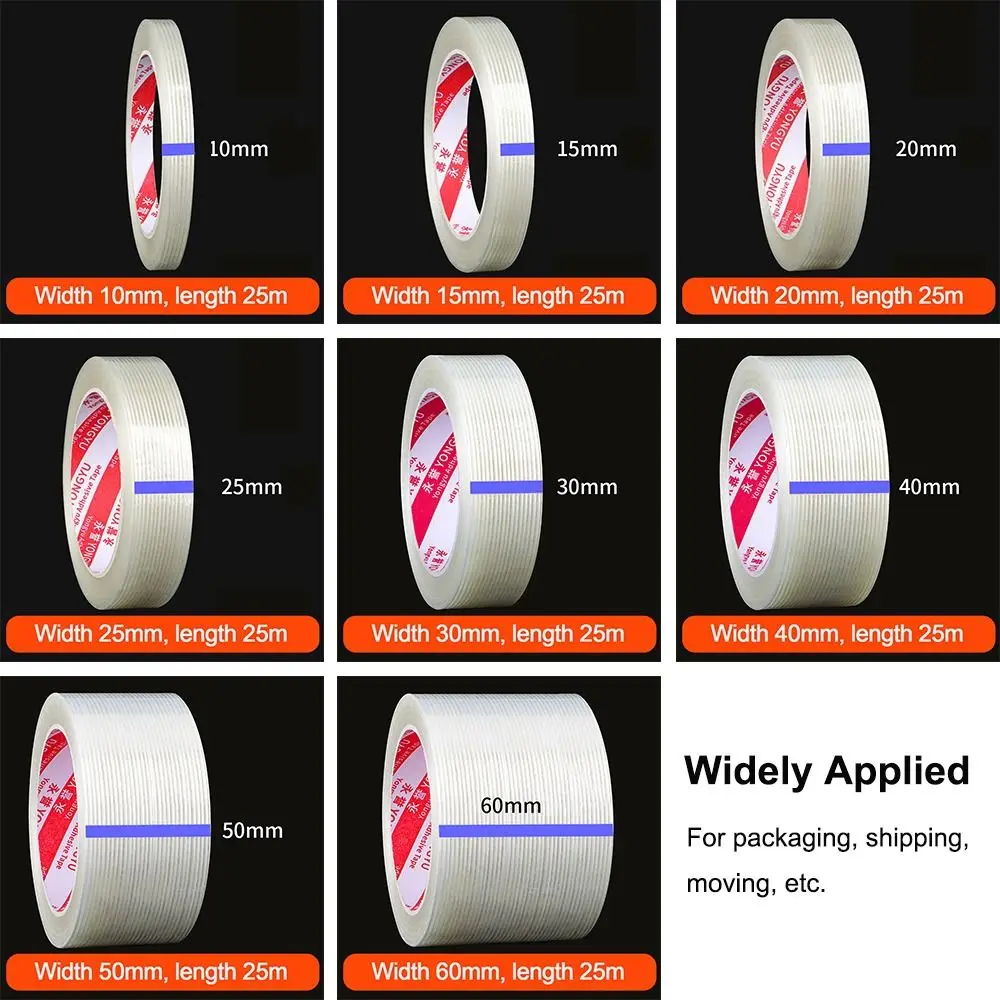 New Strong Stripes Fiberglass Tape High Temperature Resistance 25M Lithium Battery Pack Wrap Single-sided Insulation Tape