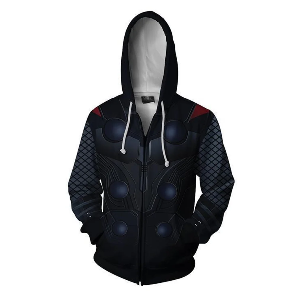 

Hot Toys Brand Avengers Infinity War Thor 3D Digital Print Zipper Cardigan Hooded Sport Coat Moletom Anime Full Zip Hoodie