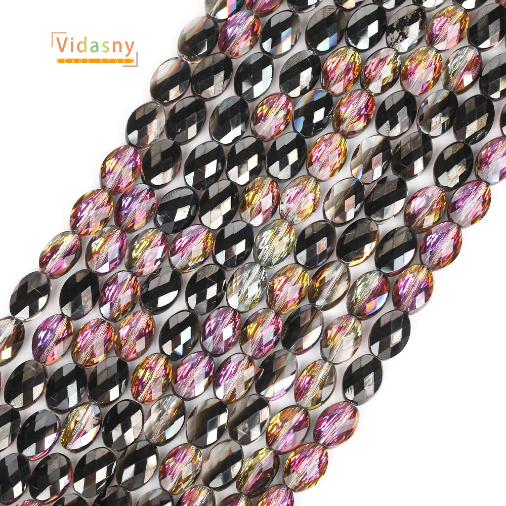 8x11mm Schwarz Mehrfarbig Glas Kristall Facettierte Perlen Für Schmuck Machen Oval Lose Perlen Diy Zubehör Armbänder 8x11mm – Detail 4