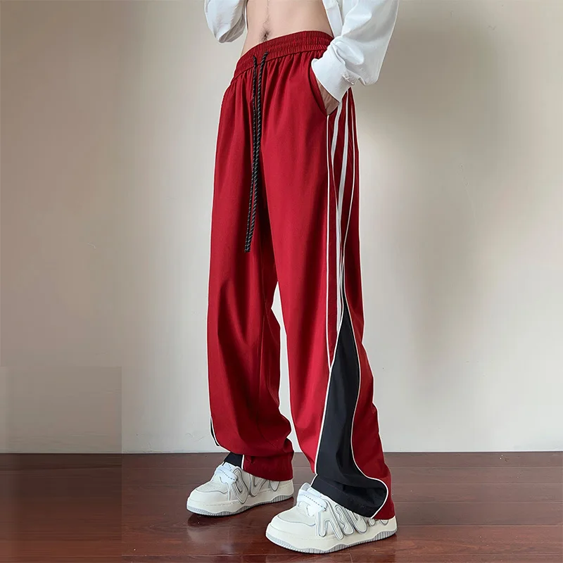 

Men Korean Fashion Casual Streetwear Harajuku Y2K Straight Pants Male Drawstring Pockets Loose Sports Joggers Trousers Pantalon