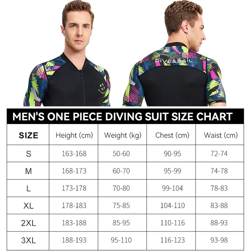 Men's 1.5mm Neoprene Shorty Wetsuit One-Piece Sunscreen Swimsuit Short Sleeves Anti-jellyfish Snorkeling Swimming Diving Suit