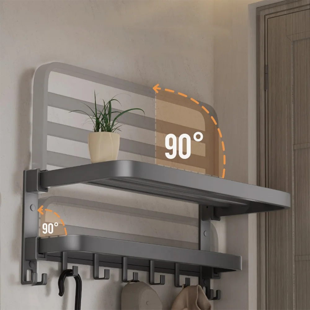 ORIENTAL YUHONG 40/50/60CM Folding Holder With Hook Towel Holder Storage Wall Mount Aluminum Towel Rack Bathroom Accessories