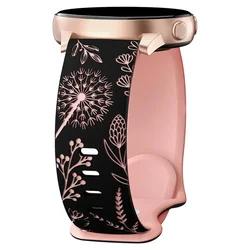 Two-Tone Dandelion Silicone Watch Strap for 20mm (Black pink)
