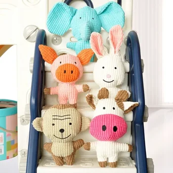 Cute Plush Toys Squeak Pet Cow Rabbit Animal Plush Toy Dog Chew Squeaky Whistling Involved Squirrel Dog Toys 5