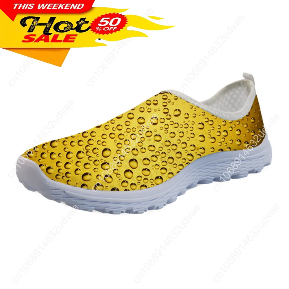 New Fashion Spring Summer Funny Flats Women Shoes Unisex 3D Print Beer Shoes Casual Mesh Light Sneakers Breath Zapatos De Mujer