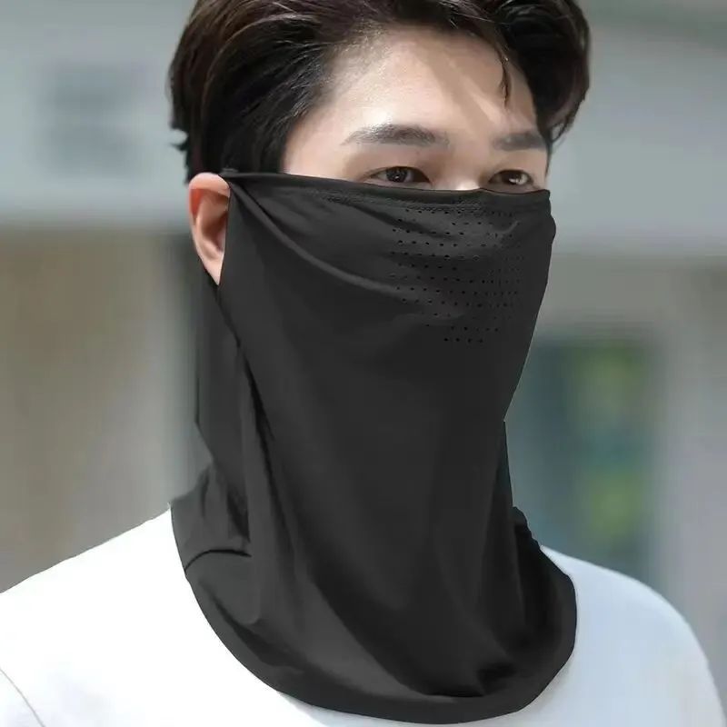UV Protection Mask Ice Silk Face Mask Breathable Lightweight Outdoor Sports Riding Face Cover Men Women Cooling Summer Mask