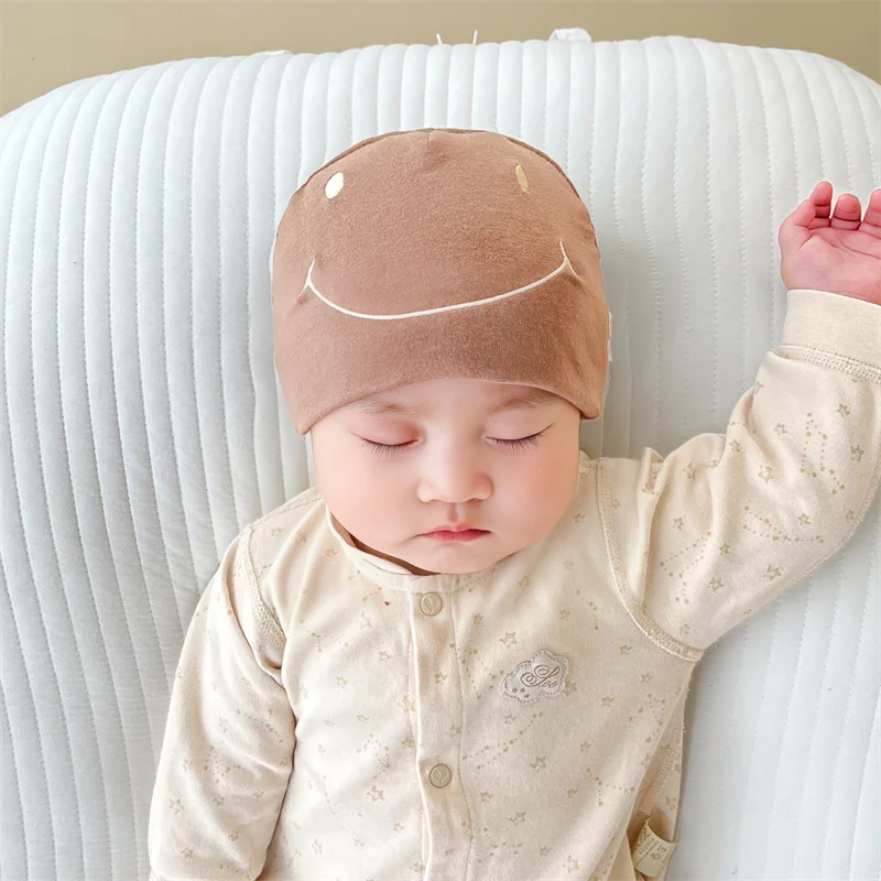 

Осенне-зимние стандартные мягкие хлопковые эластичные детские шапки с улыбкой Весенние шапки для маленьких девочек и мальчиков от 0 до 12 месяцев