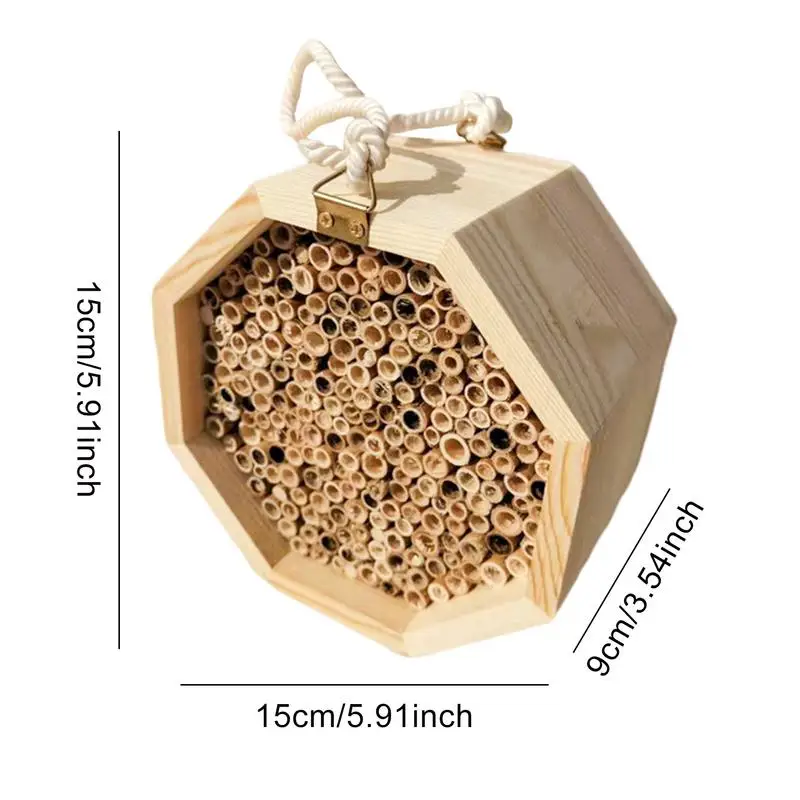 Mason Bee House Handmade Natural Bamboo Bee Hive Attracts Peaceful Bee
