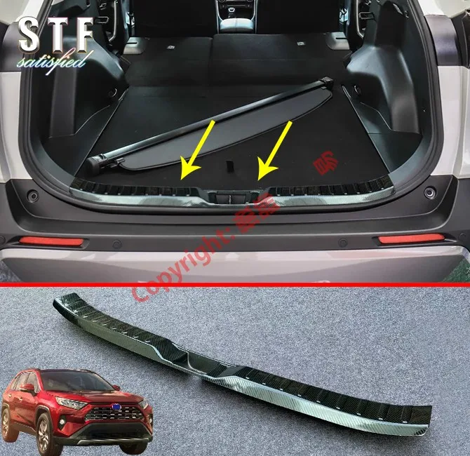 

Carbon Fiber Style Interior Rear Bumper Sill Protector For Toyota Rav4 2019 2020 Car Accessories Stickers