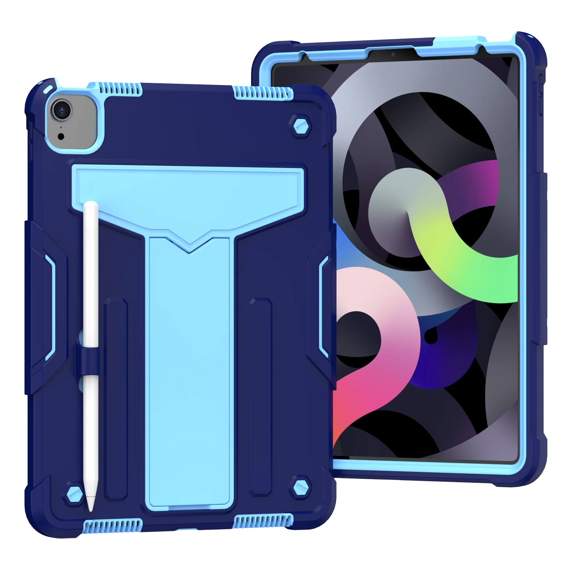 Durable Tablet Case with Built-In T-Shaped Stand and Shock Resistance
