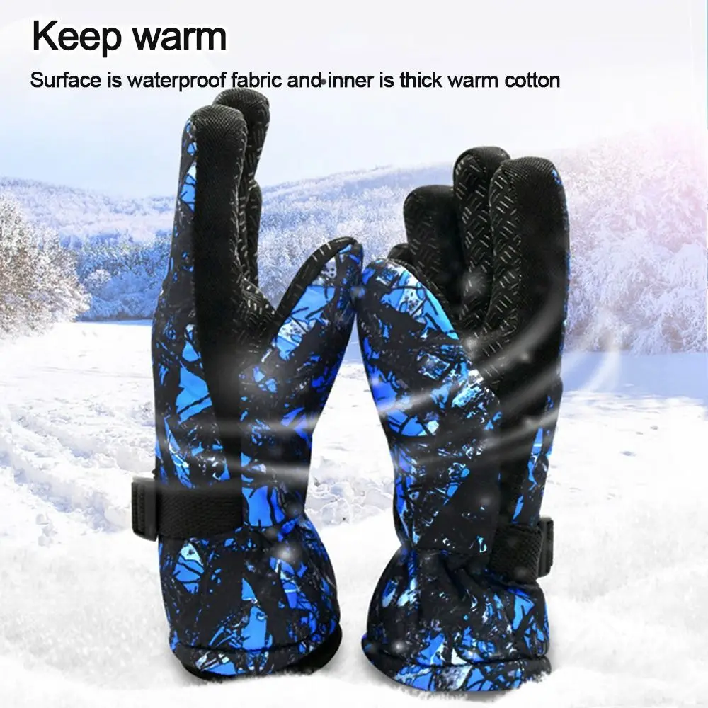 7~13Years Children Ski Gloves Non-slip Windproof Waterproof Long-sleeved Mitten Thicken Warm Mountaineering 4