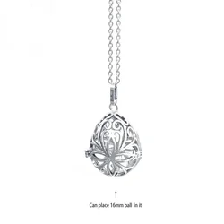 Angel Chime Aromatherapy Necklace with Vintage Locket Design - 70cm Stainless Steel (Mermaid Tear Drop)