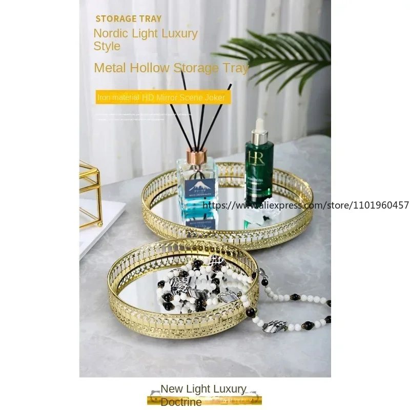 Vassoio Con Specchio Metallico - Decorativo Con Candele, Per Gelato O Accessori