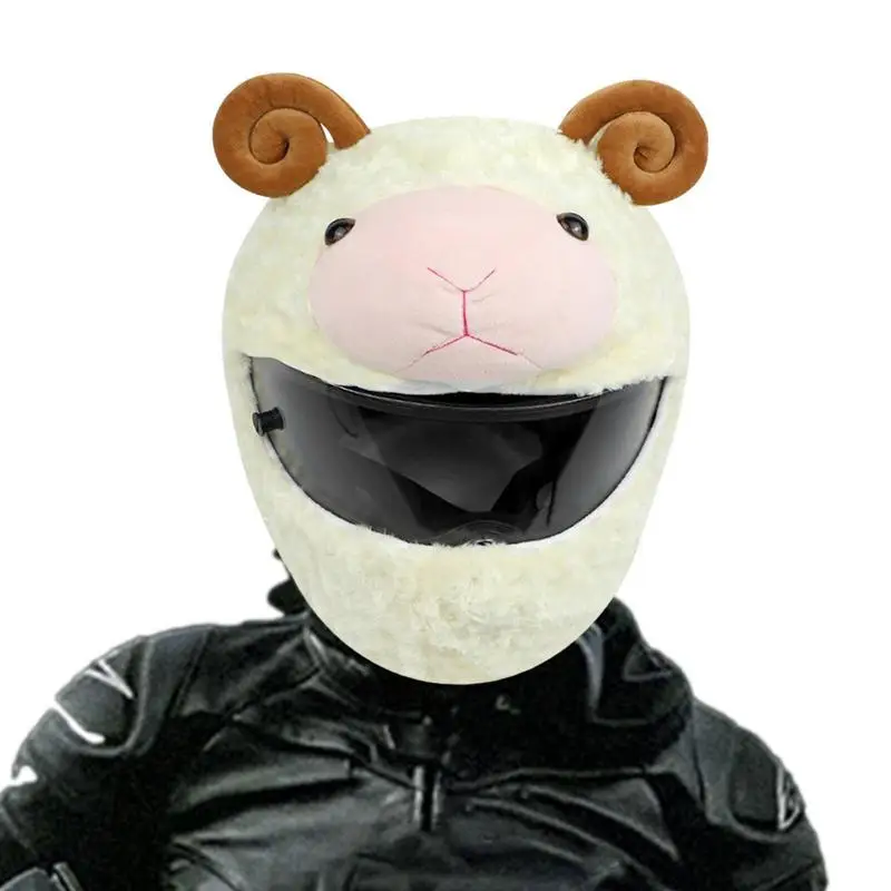 

Motorcycle Head Protector Cover Motorcycle Funny Cartoon Plush Headwear Cover Lovely Animal Emoticon Full Face For Men And Women