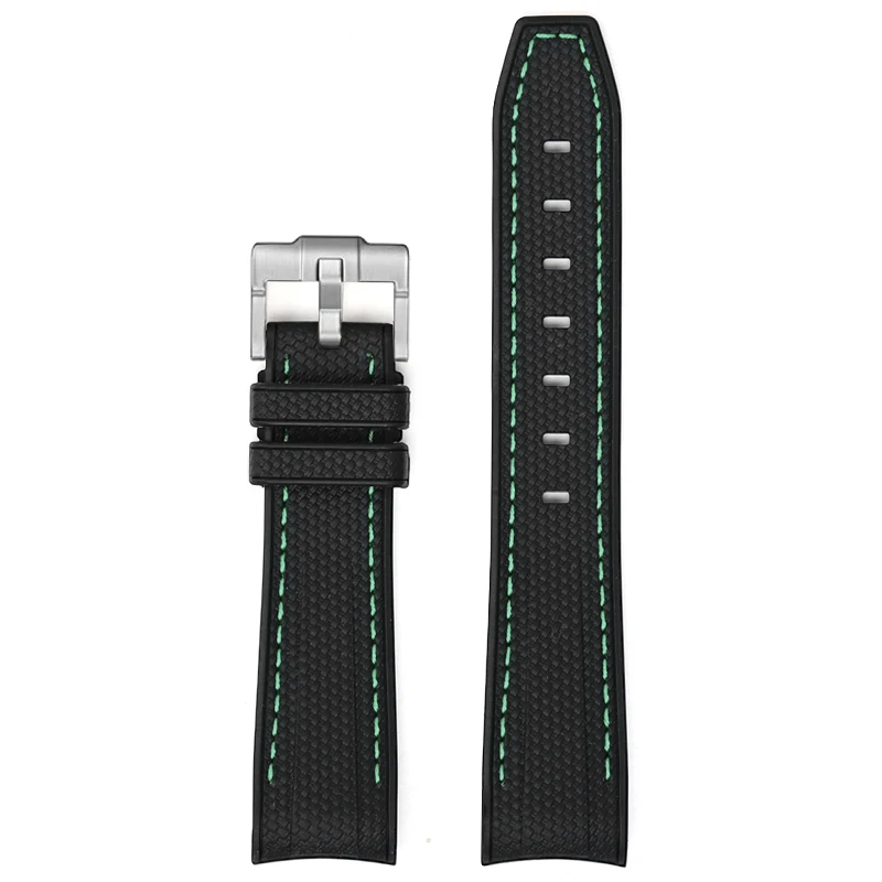 Silicone Rubber Curved End Diving Wrist Band Strap - 20mm
