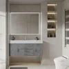 Wall Mounted 48 Inch Grey Bathroom Vanity with Sintered Stone Countertop and Ceramic Basin Storage Moisture-proof Easy Assembly 6