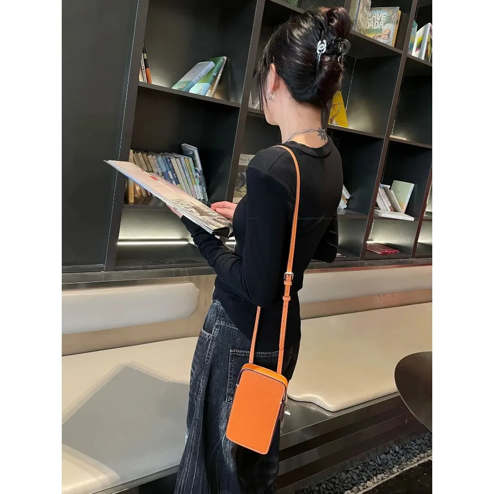 Women's Genuine Leather Crossbody Phone Bag - Luxury Designer Fashion Mini Purse