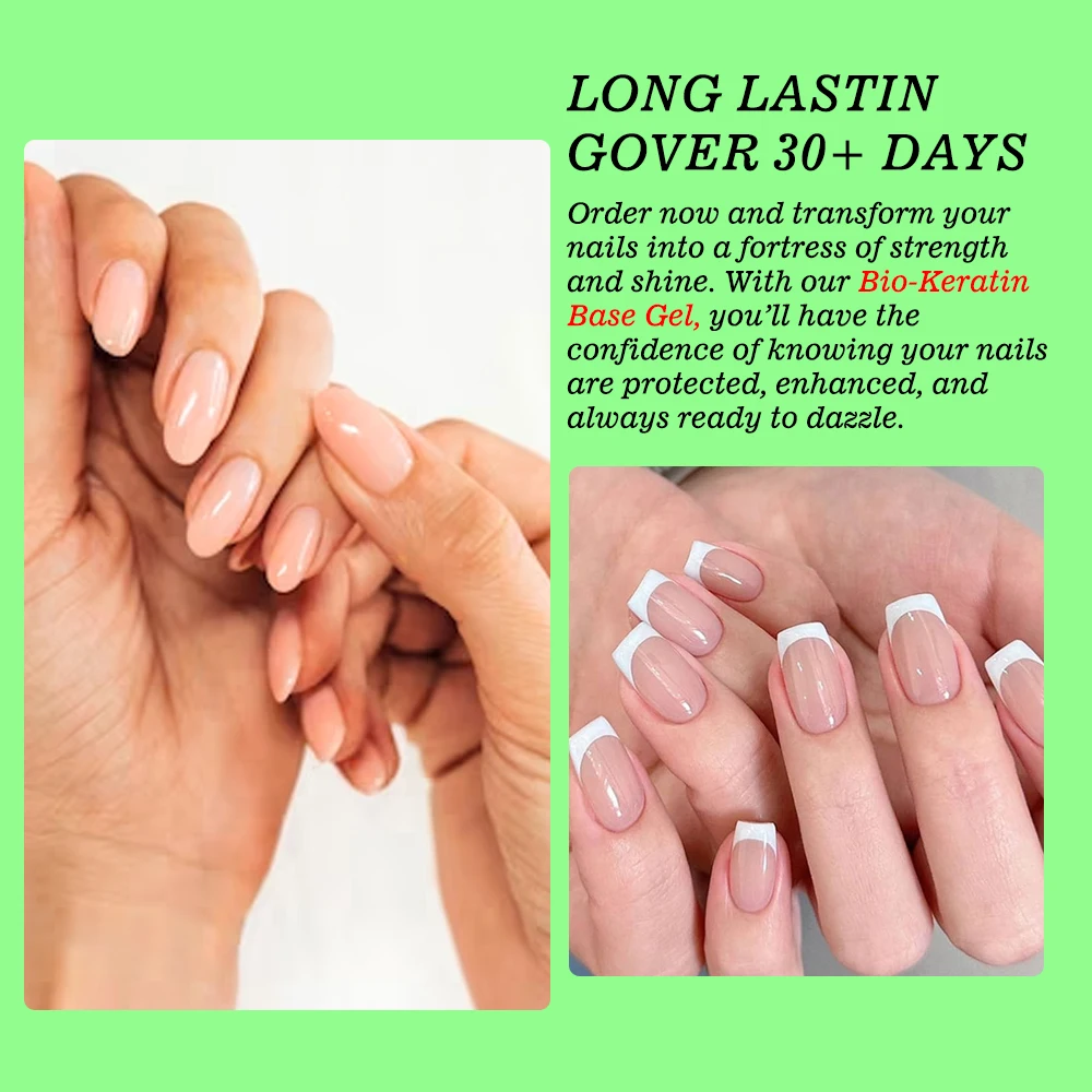 Bio-Keratin Formula Rubber Base Coat Gel Nail Polish Manicure Repair Foundation Gel Top No Wipe Semi Permanent UV Finish