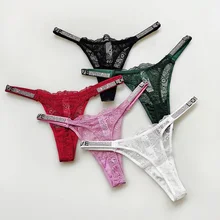  Sexy Panties Women Thongs Lace Briefs Girls Rhinestones Letter Diamonds G string Sports Thong Low Waist T-back Size S-XL 