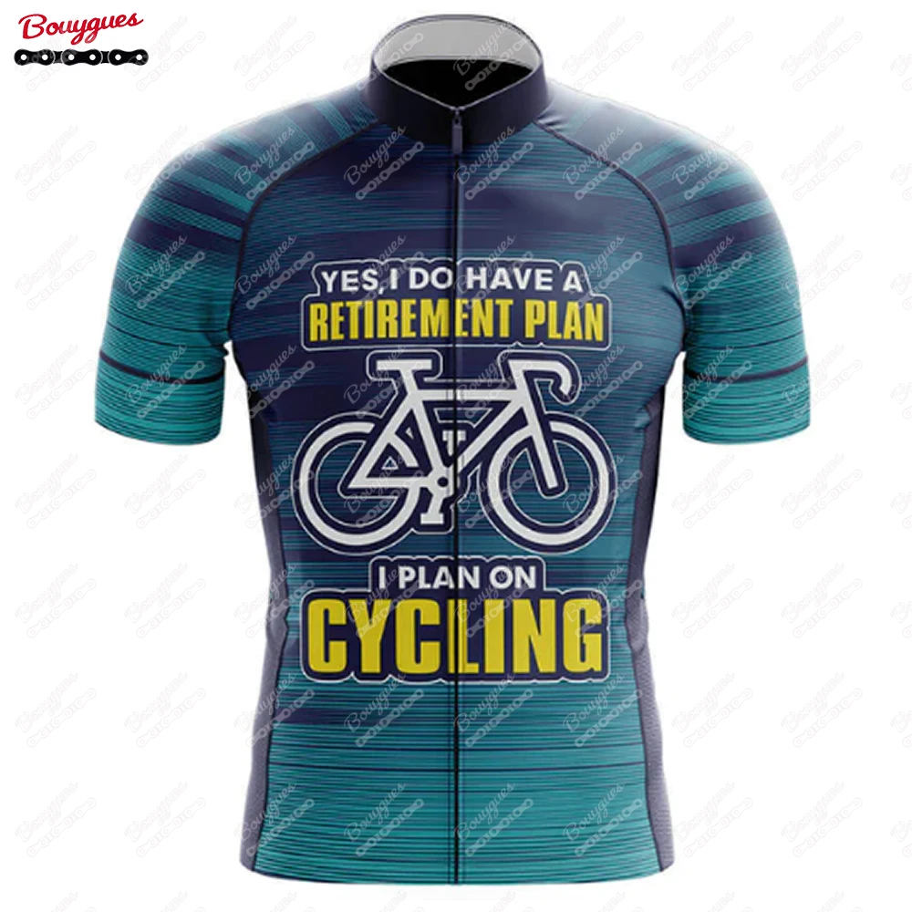 Retirement Plan Cycling Jersey For Men Short Sleeve Reflective MTB Maillot Downhill Pro Team Mountain Bicycle Clothing  Summer 5