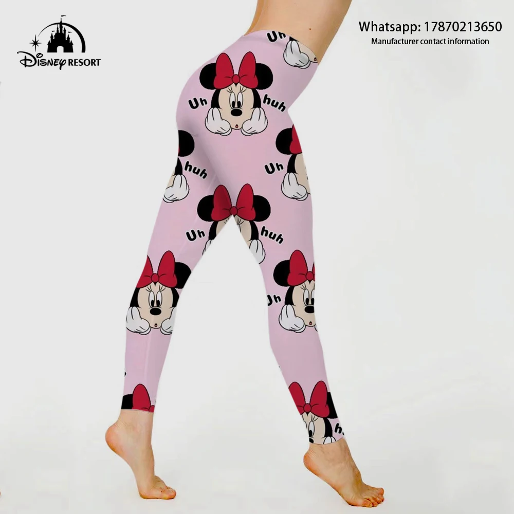 2022 Disney Seamless Knit Fitness Pants Women's High Waist Yoga Pants Hips Tight Peach Hips High Waist Nude Fitness Leggings new skin friendly nude seven point fitness pants one piece no embarrassment line high waisted tight yoga pants