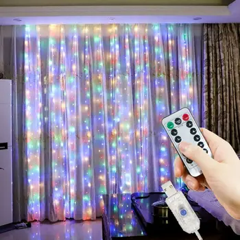 1 Pc LED Curtain Lights with Remote Control USB, Suitable for Home Room,Wedding,Party,Window,Wall,Halloween Christmas Decoration 4