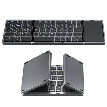 Russian Foldable Keyboard with Touchpad Portable Mini Bluetooth Wireless Folding Keyboards for Mac iOS Android Windows PC 1