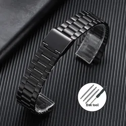 Premium Stainless Steel Replacement Watch Strap - 18mm Metal Band - 18mm (Black)