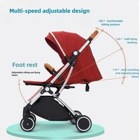 2025 nouvelle poussette pour bébé, peut s'asseoir ou s'allonger, poussette pour enfants ultra-légère pliante à quatre roues absorbant les chocs 3