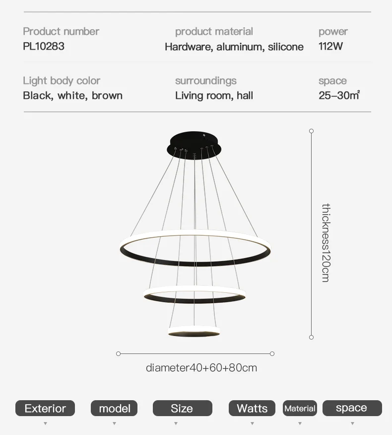 Modern Ring Led Chandelier Ceiling Chandelier Black/White/Gold Stairwell Living Dining Kitchen Interior Lighting Ring Lighting globe pendant light