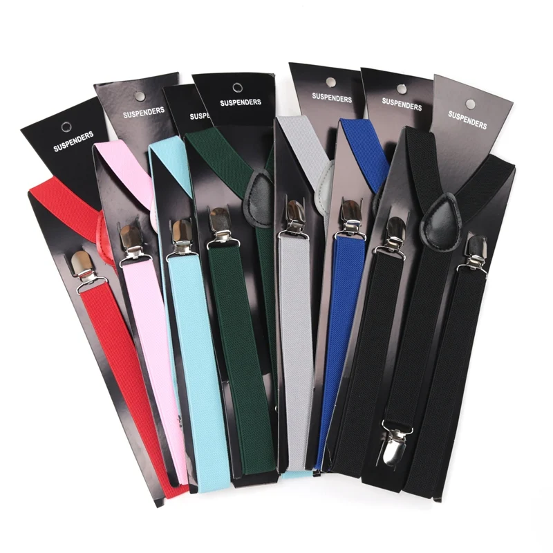 Solid Color Elastic Leather Suspenders Braces Men Women Adjustable Straps For Wedding Gift Suit Skirt Accessories work suspenders