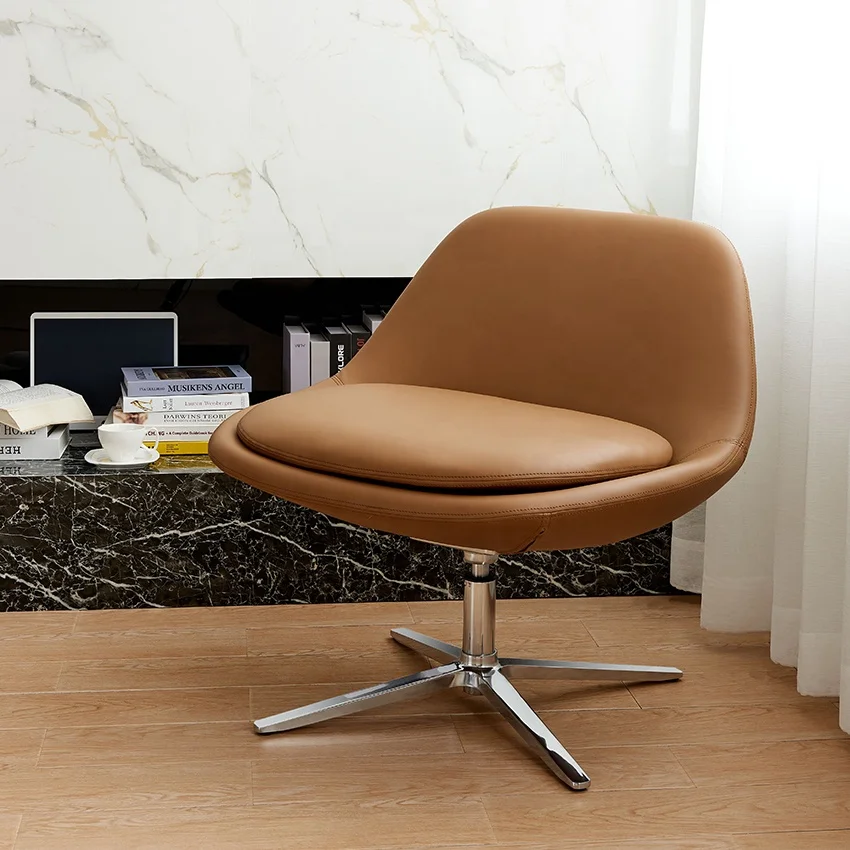 Decorative Swivel Lounge Chair Living Room Coffee Shop Chair With Aluminum Leg