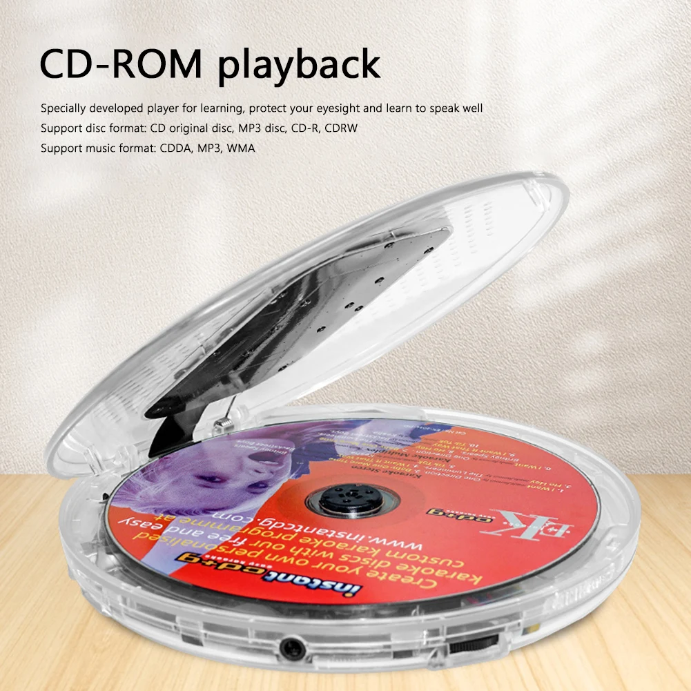 Portable Music Player Rechargeable Digital Display CD Music Player Support TF Card 5 EQ Sound Effects 1000mAh Battery