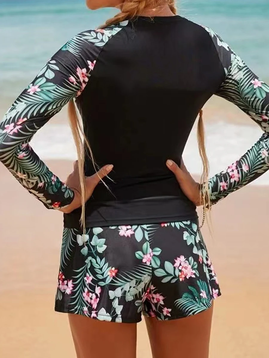 Rash Guard Long Sleeve Surfing Swimsuit Women Two Pieces